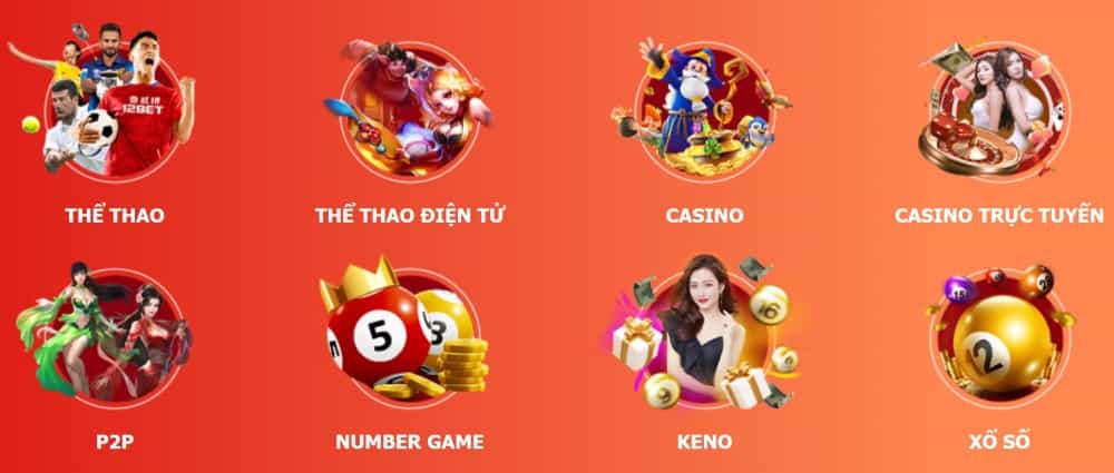Các sản phẩm nổi bật trong hệ sinh thái 12BET dành cho đại lý
